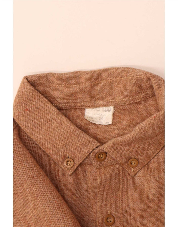 Vintage herreskjorte str. 39 Medium brun polyester