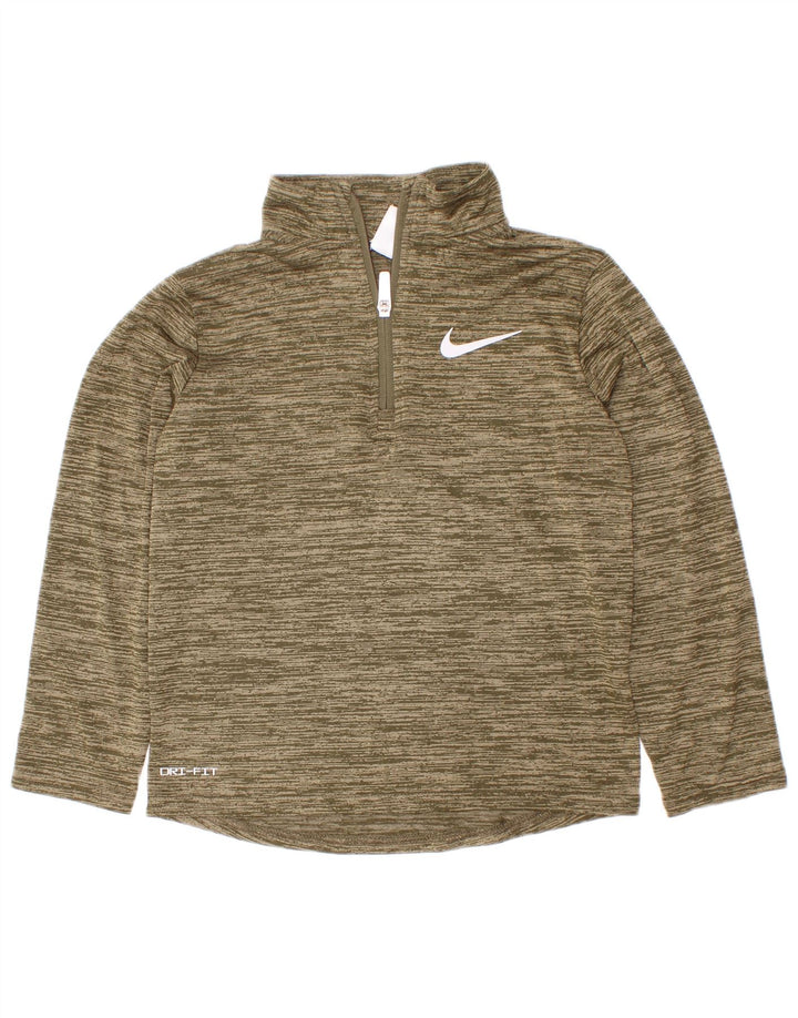 Nike Boys Dri Fit Pullover Træningsdragt Top 5-6 år Medium Khaki Flecked
