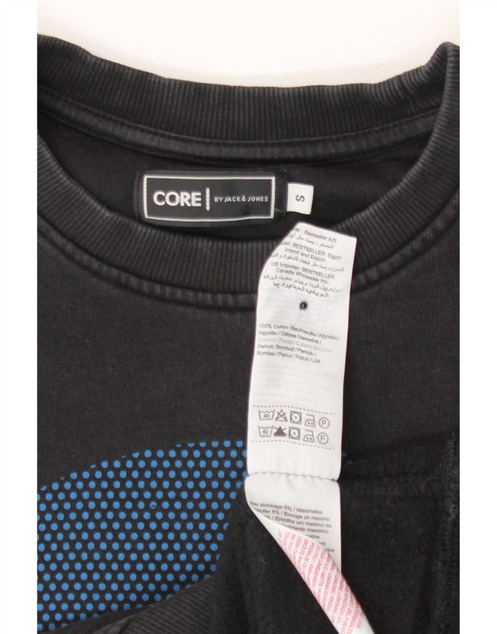 Jack & Jones grafisk sweatshirt til mænd, lille sort bomuld