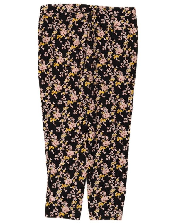 Topshop Dame Slim Cropped Trousers UK 14 Large W32 L25 Black Floral