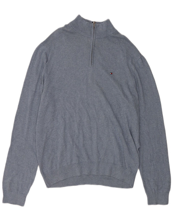 TOMMY HILFIGER Sweater med lynlås til mænd 2XL blå bomuld