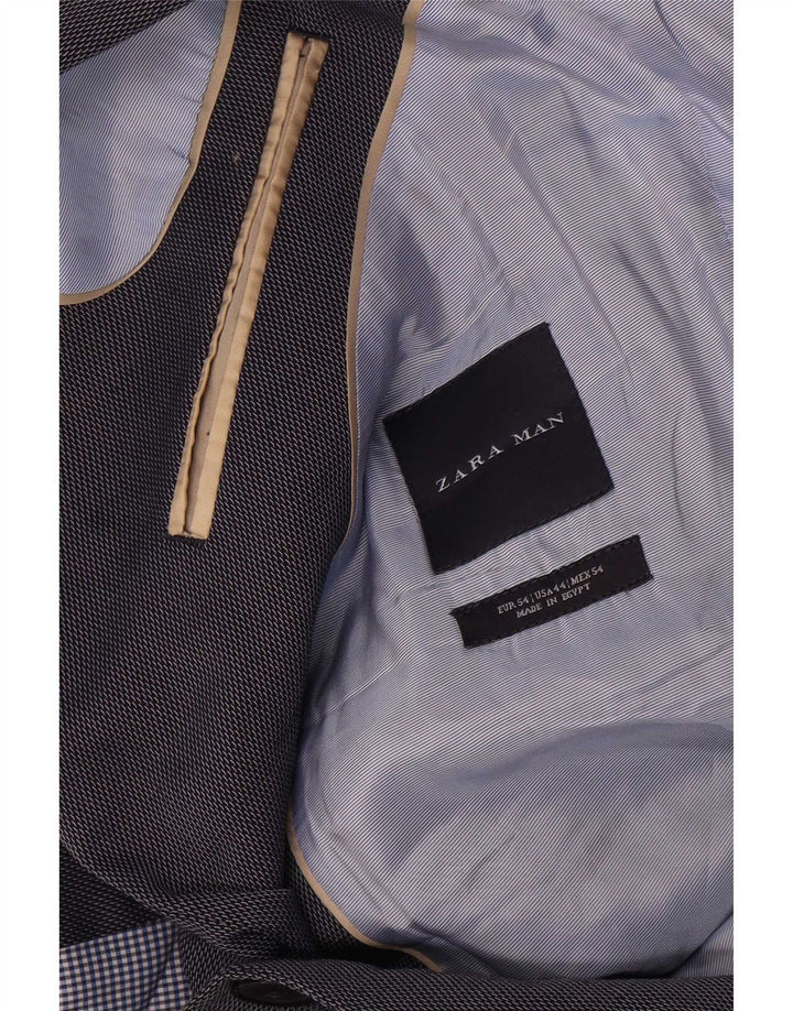 Zara Herre 2-knaps blazerjakke EU 54 XL Marineblå Polyester