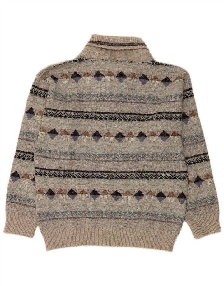 Vintage Herre sjalhalstrøje IT 50 Medium Grey Argyle/Diamond