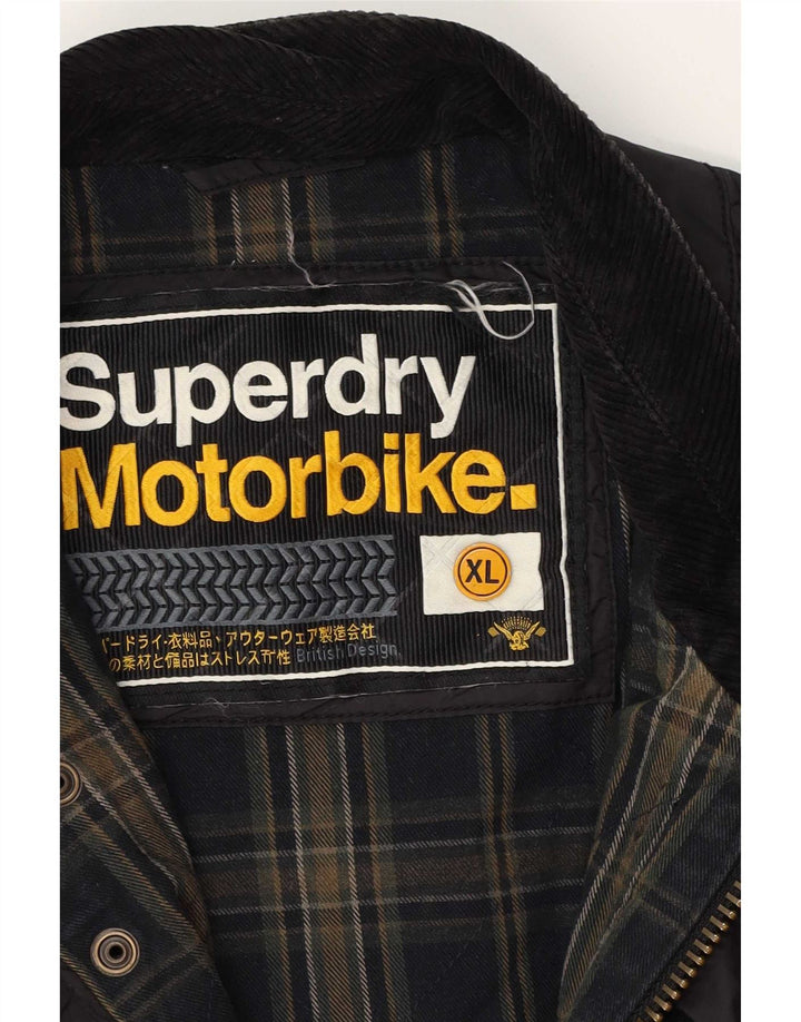 Superdry Quiltet racerjakke til mænd UK 42 XL sort nylon