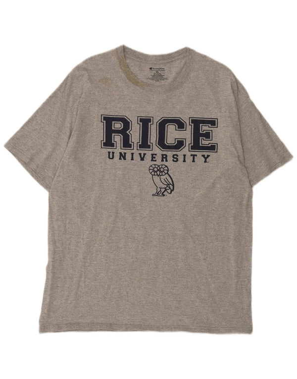 Champion Herre Rice University Grafisk T-Shirt Top XL Grå Bomuld