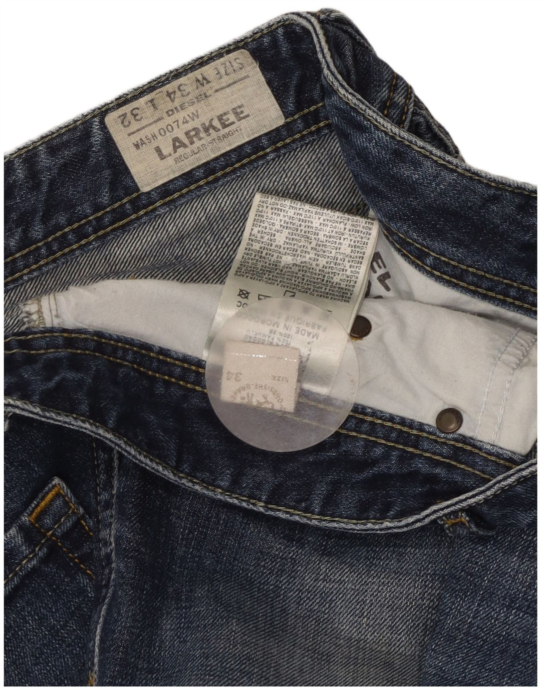 Diesel Herre Larkee Straight Jeans W34 L32 Blå Bomuld