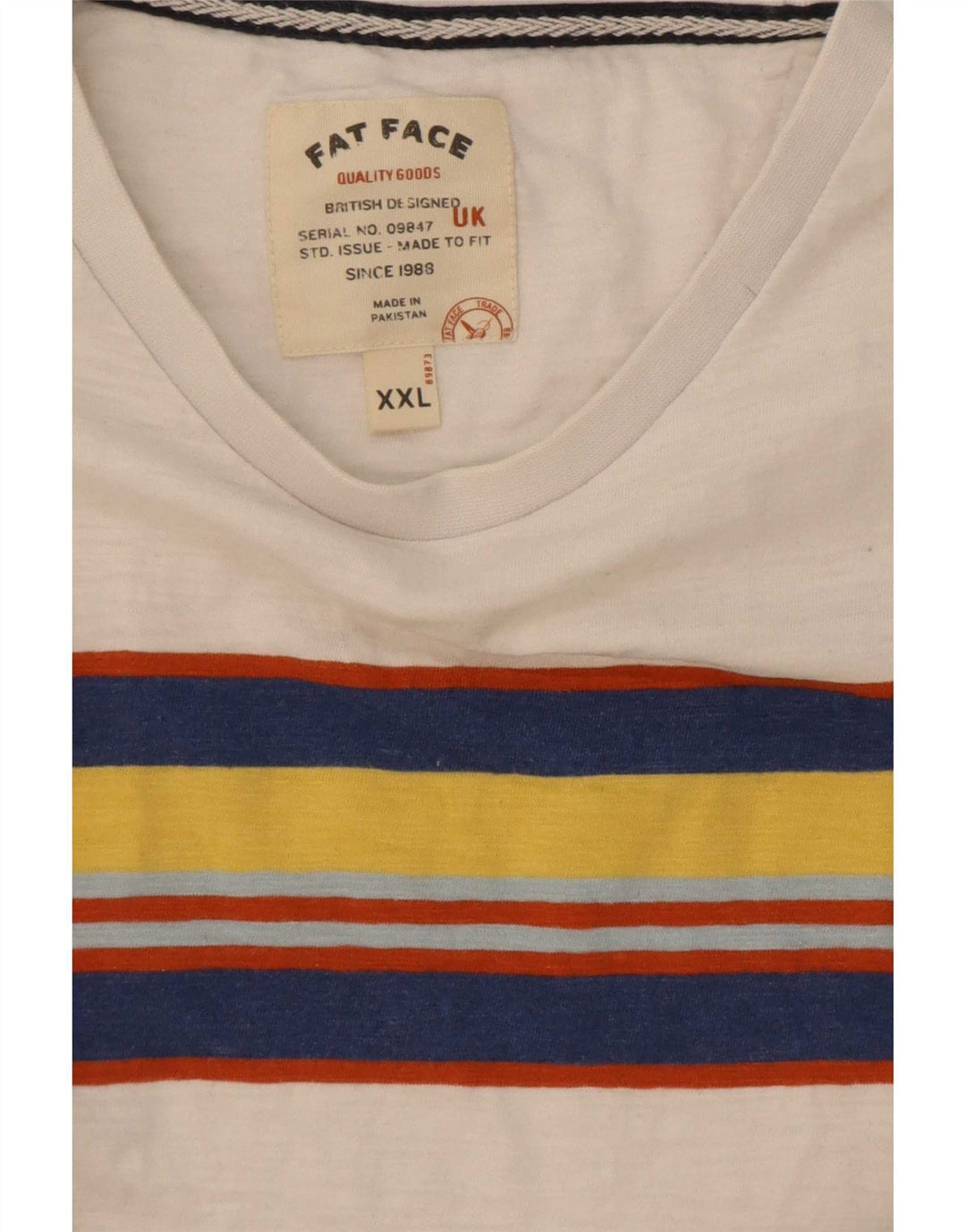 Fat Face Herre T-Shirt Top 2XL Hvid Colourblock Bomuld