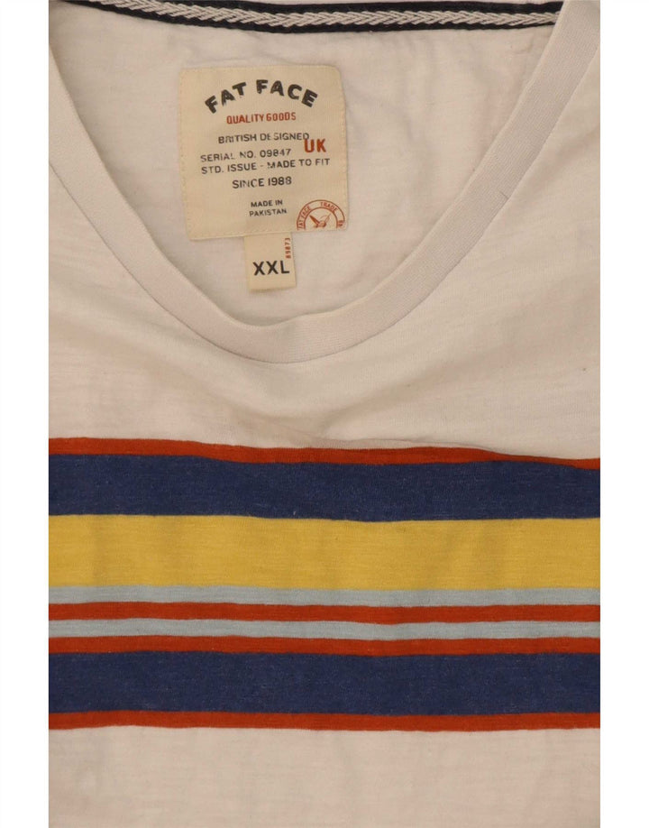 Fat Face Herre T-Shirt Top 2XL Hvid Colourblock Bomuld