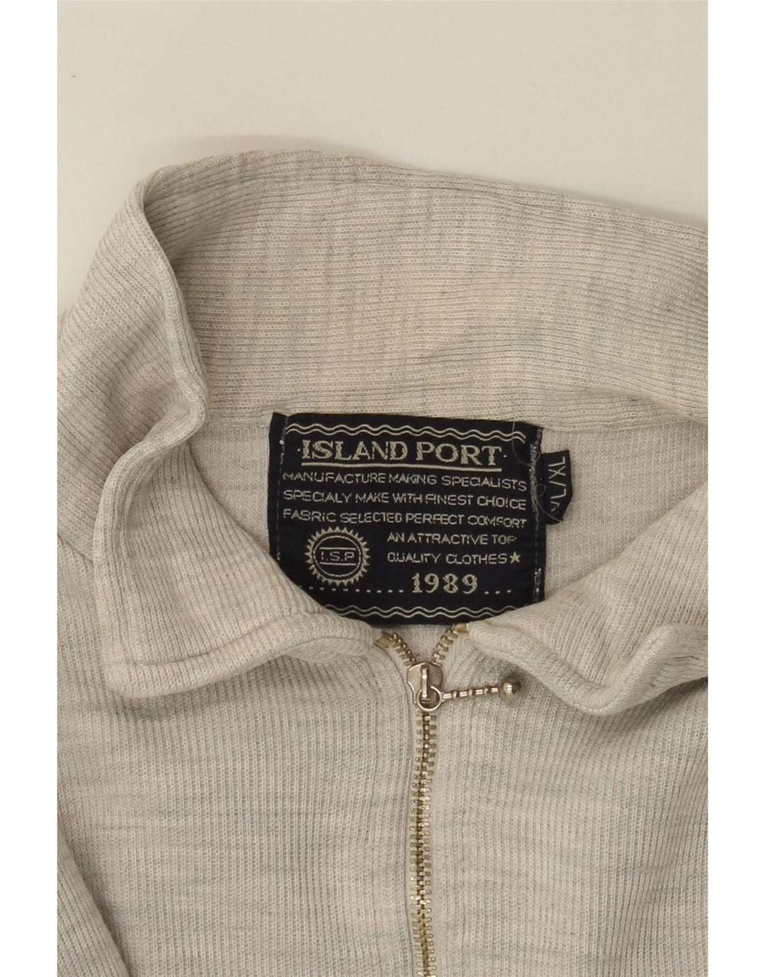 Island Port Herre lynlåshals langærmet poloshirt XL Grå Flecked