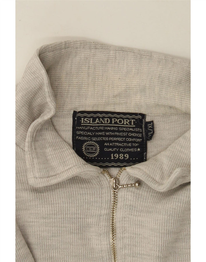 Island Port Herre lynlåshals langærmet poloshirt XL Grå Flecked