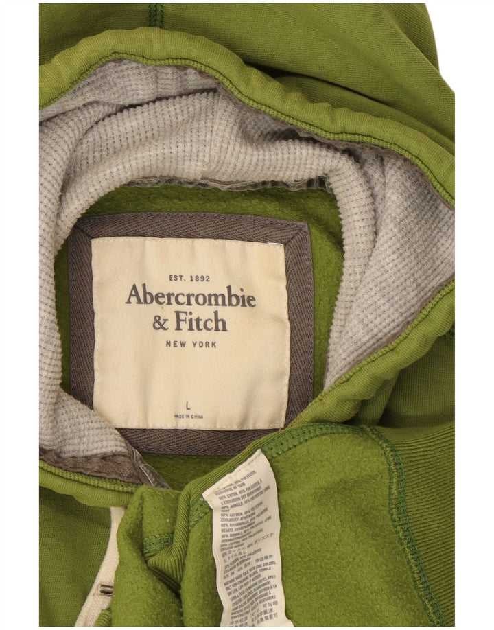 ABERCROMBIE & FITCH Grafisk hættetrøje med lynlås til kvinder UK 14 Large Grøn