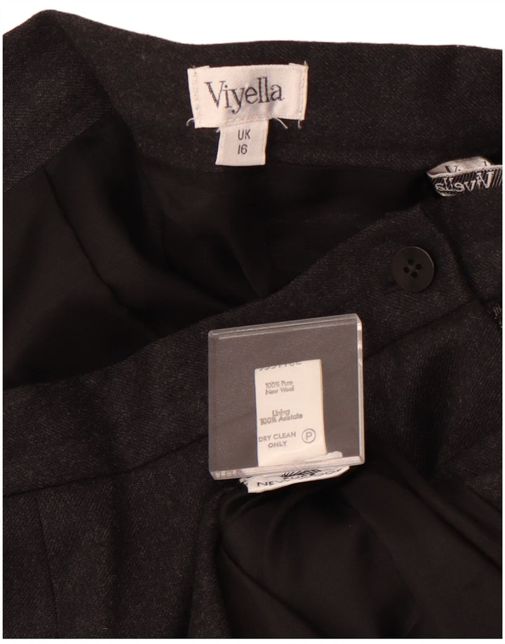 VIYELLA Plisseret nederdel til kvinder UK 16 Large W32 Grey New Wool
