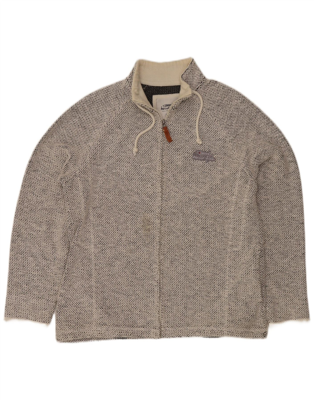 WEIRD FISH Mens Tracksuit Top Jacket Large Grey Cotton