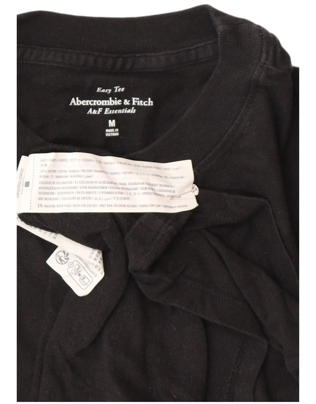 Abercrombie & Fitch Herre T-Shirt Top Medium Sort Bomuld