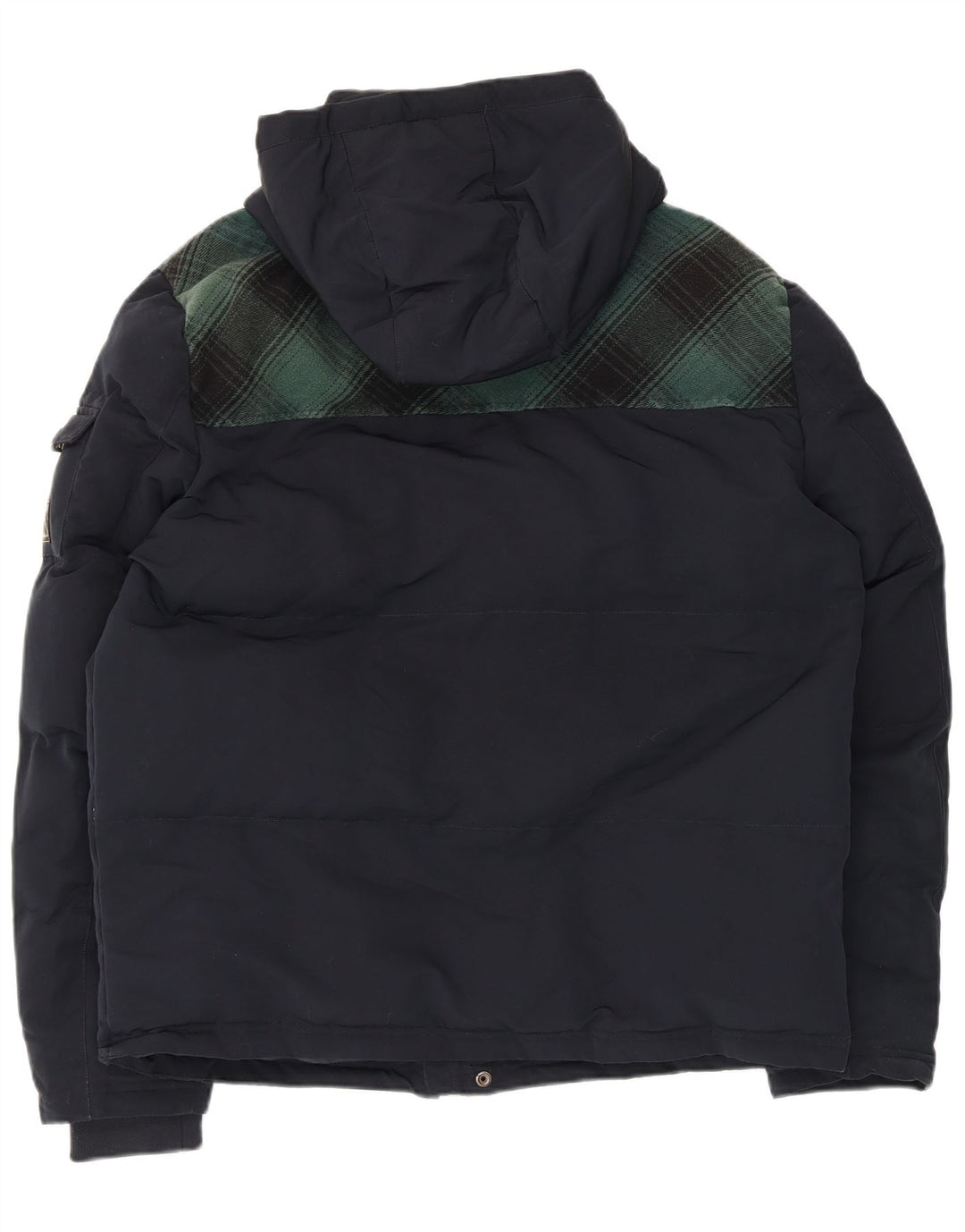 Superdry Skijakke med hætte til mænd UK 42 XL marineblå ternet polyester