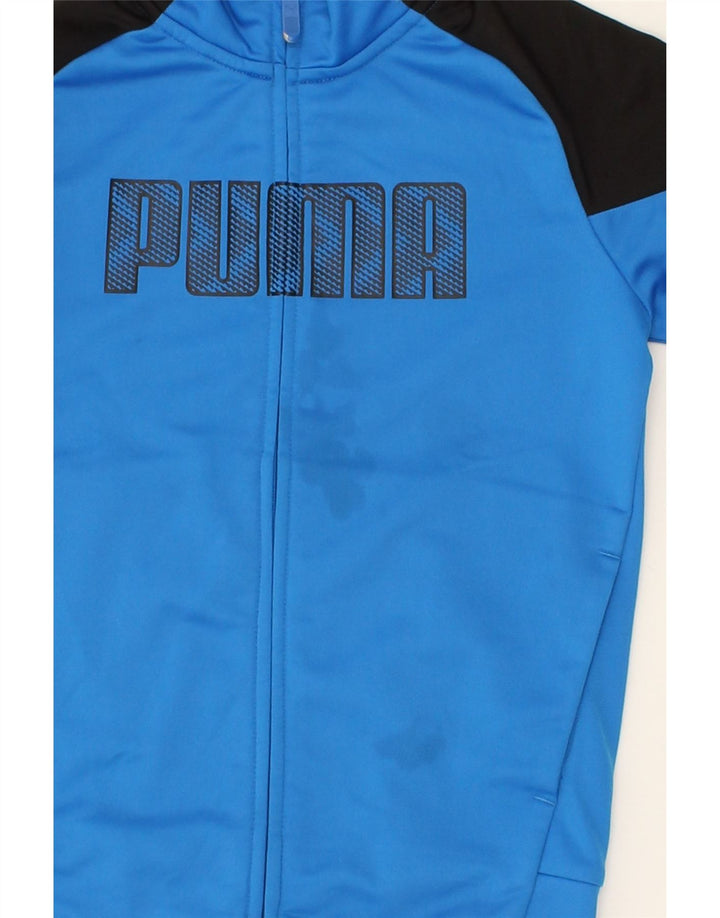 PUMA Boys Graphic Tracksuit Top Jacket 9-10 Years Blue Colourblock Vintage Puma and Second-Hand Puma from Messina Hembry 