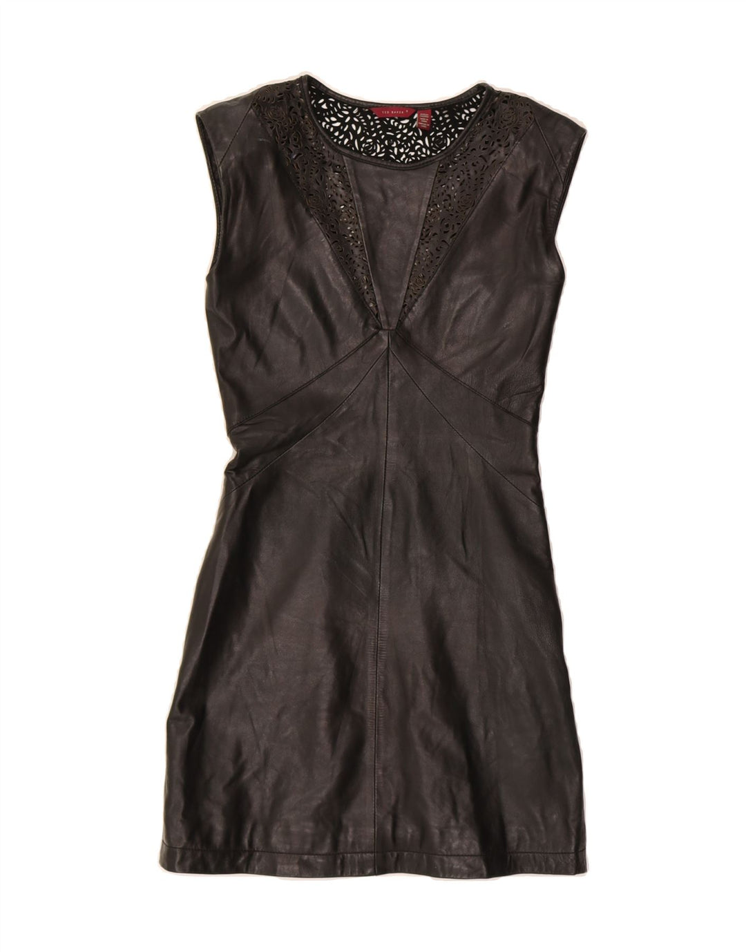 TED BAKER Womens Sleeveless Leather Sheath Dress Size 0 2XS Black Leather Vintage Ted Baker and Second-Hand Ted Baker from Messina Hembry 