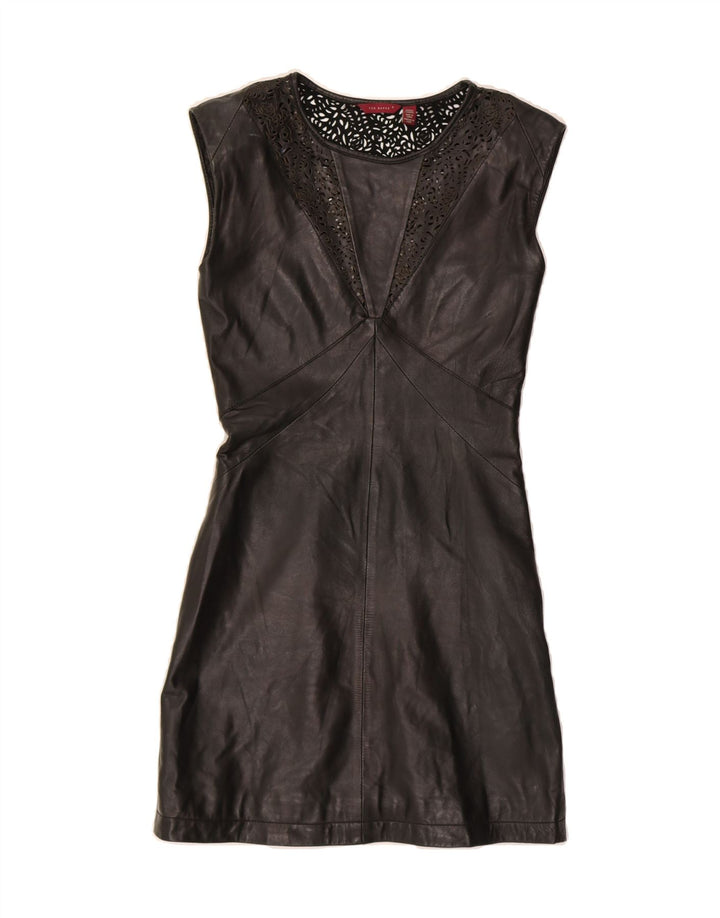 TED BAKER Womens Sleeveless Leather Sheath Dress Size 0 2XS Black Leather Vintage Ted Baker and Second-Hand Ted Baker from Messina Hembry 
