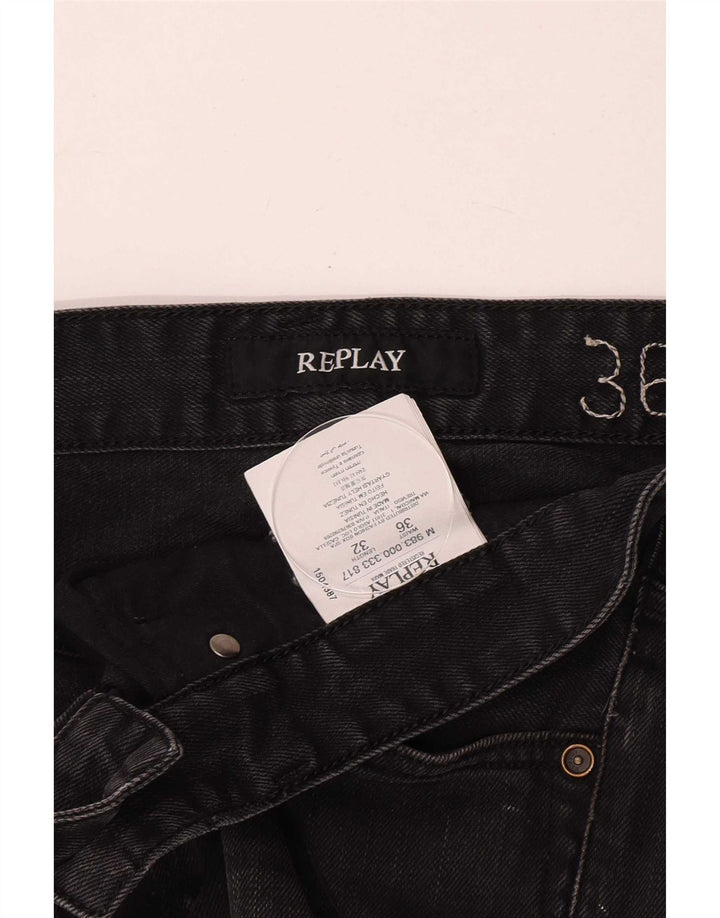 Replay Herre Waitom Straight Jeans W36 L32 Sort Bomuld
