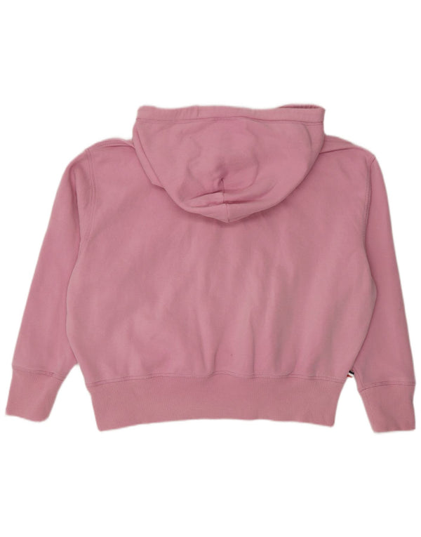 Tommy Hilfiger Dame Oversized Crop Grafisk Hoodie Jumper UK 10 Small Pink