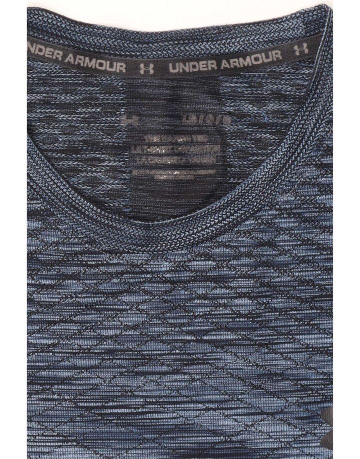 Under Armour Herre T-Shirt Top Stor Blå Flecked Polyester Sports