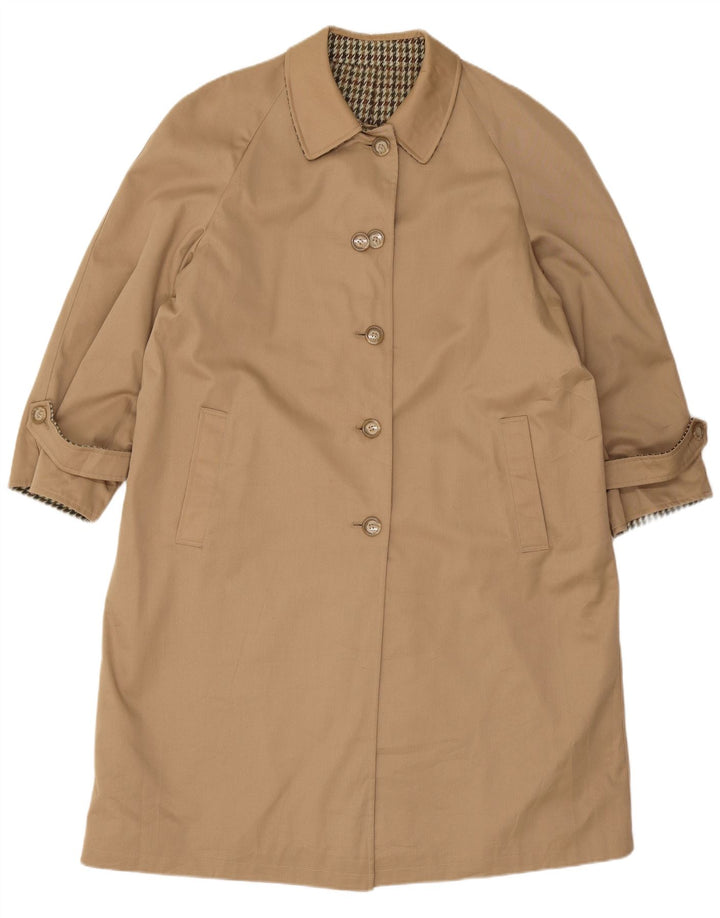 Vintage oversized vendbar overfrakke til kvinder IT 47 XL Beige Houndstooth