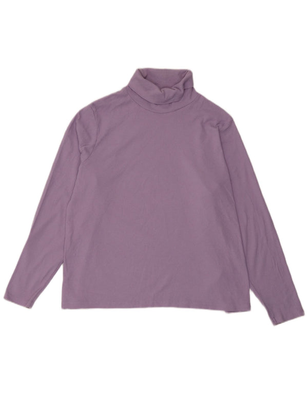 Marks & Spencer Dame Roll Neck Top Langærmet UK 20 2XL Lilla Bomuld