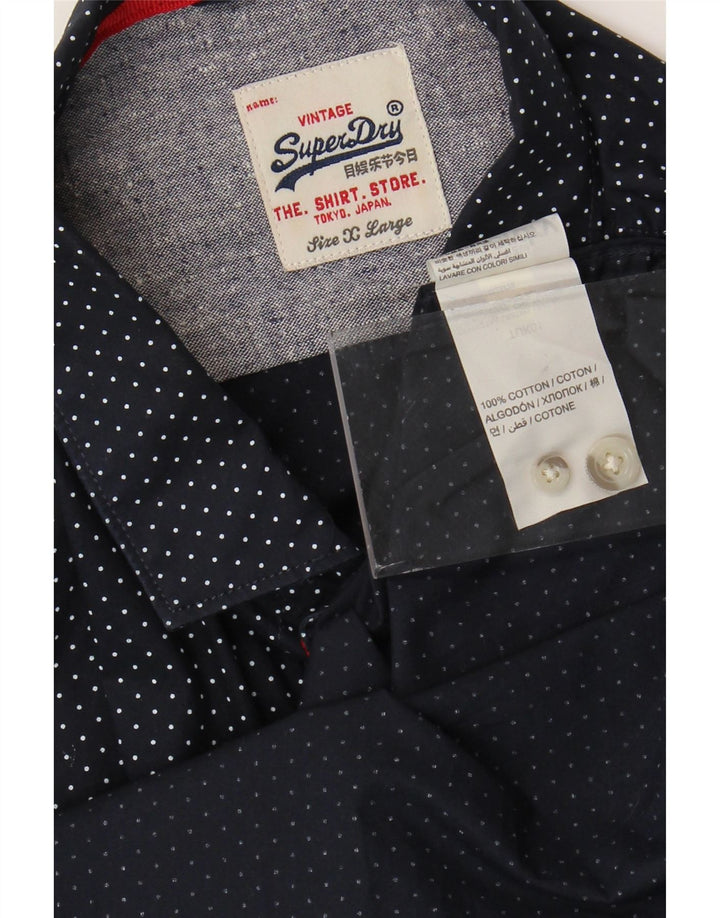 Superdry Herreskjorte XL Marineblå Polka Dot Bomuld