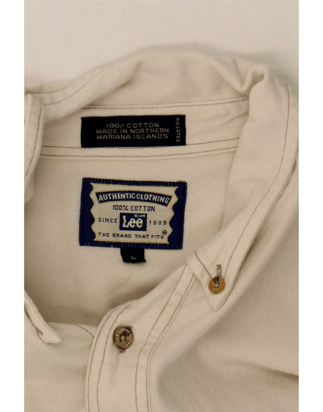 Lee Herre Denim Shirt Large Off White Bomuld