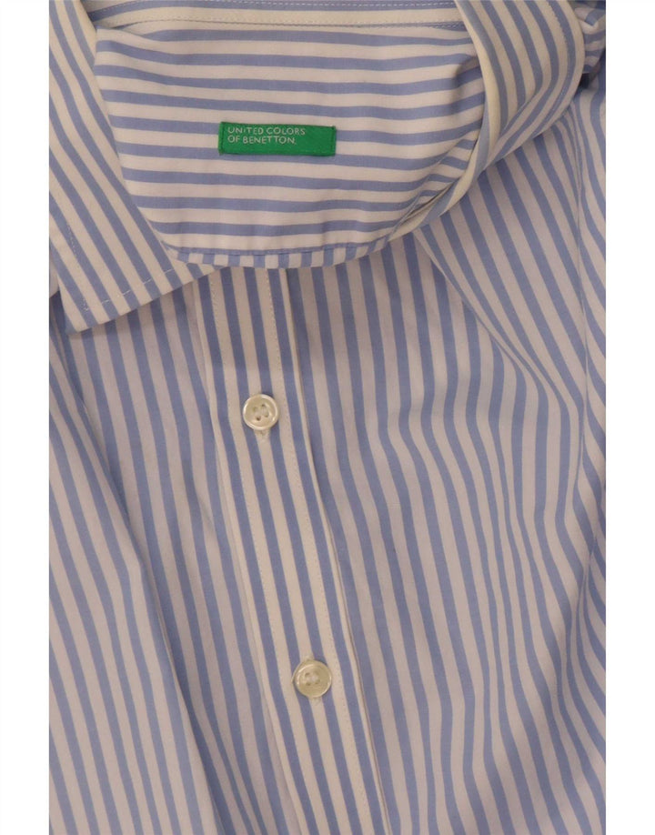 Benetton Herreskjorte Medium Blue Pinstripe
