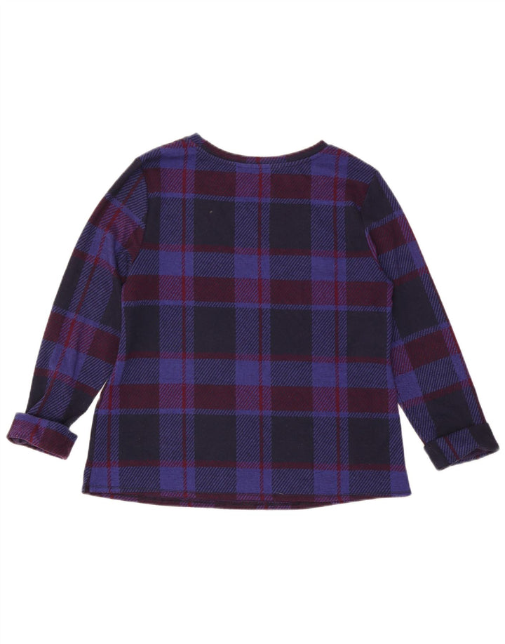 Marks & Spencer Dametop Langærmet UK 14 Large Navy Blue Check