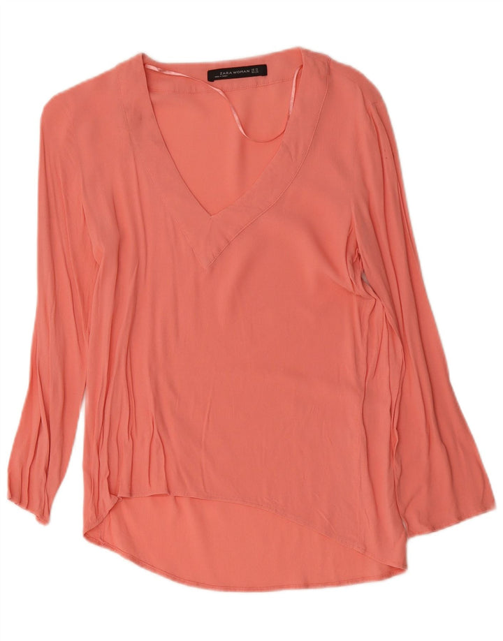 Zara Dame Langærmet Bluse Top UK 6 XS Pink