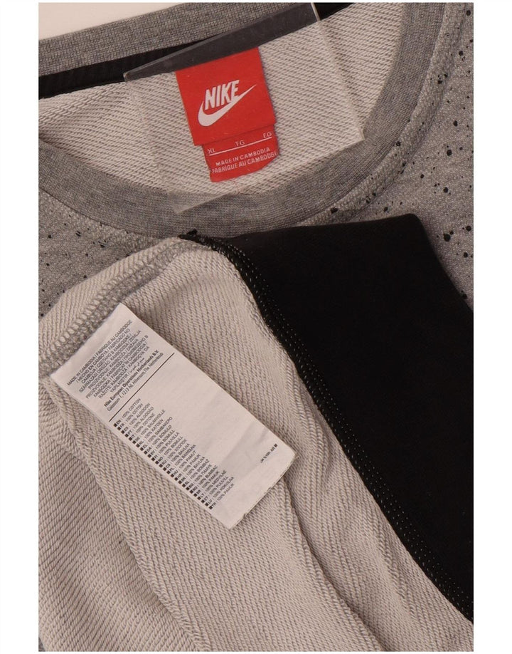 Nike grafisk sweatshirt til mænd XL Grå Colourblock Bomuld