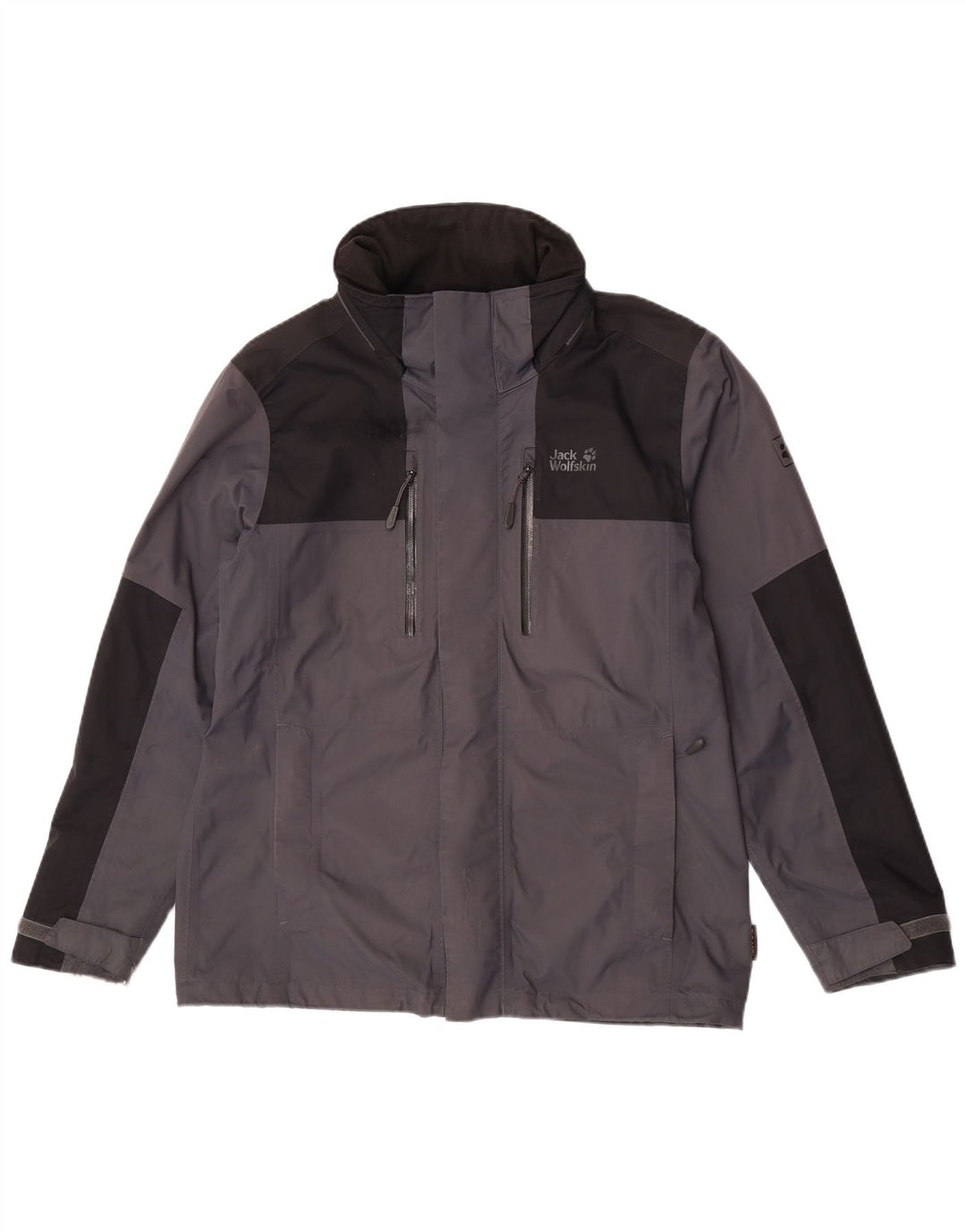 Jack Wolfskin Regnjakke til mænd UK 36/38 Medium Grey Colourblock Polyamid