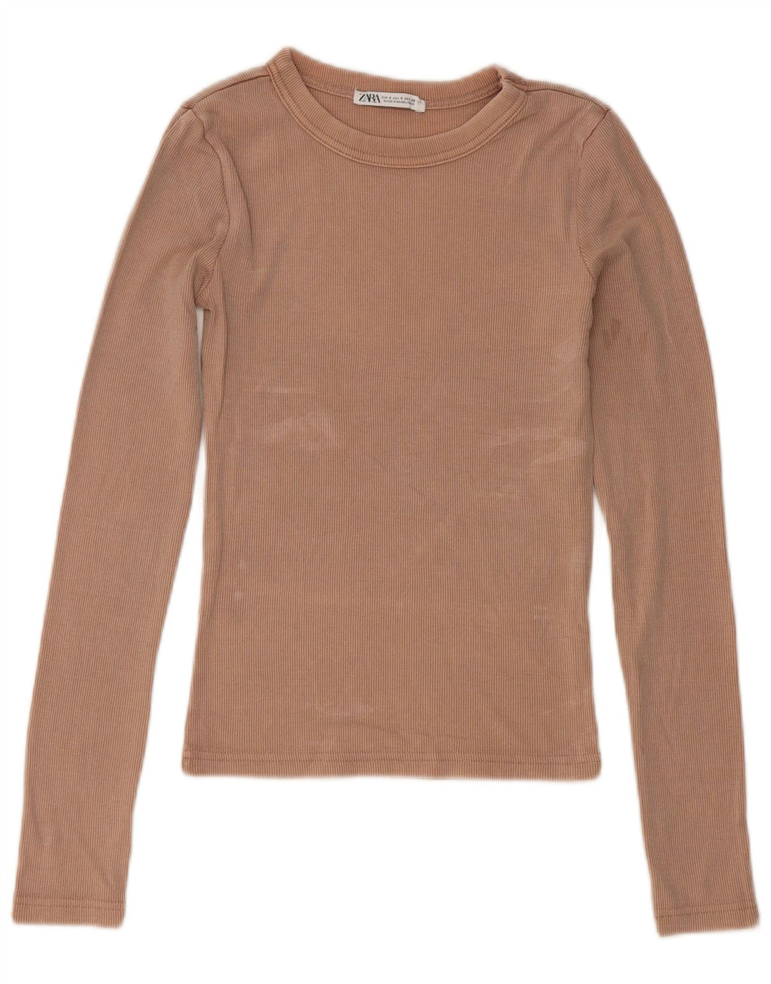 Zara Dametop Langærmet UK 8 Lille Beige Bomuld