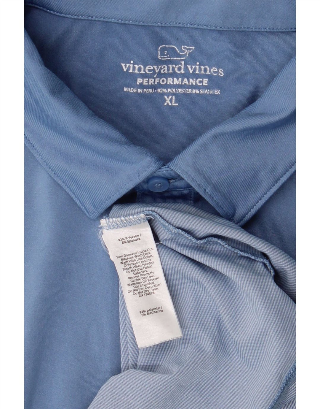 VINEYARD VINES Mens Polo Shirt XL Blue Pinstripe Polyester Vintage Vineyard Vines and Second-Hand Vineyard Vines from Messina Hembry 