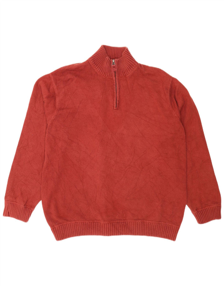 Eddie Bauer Herre lynlås-hals sweater 2XL rødbrun bomuld