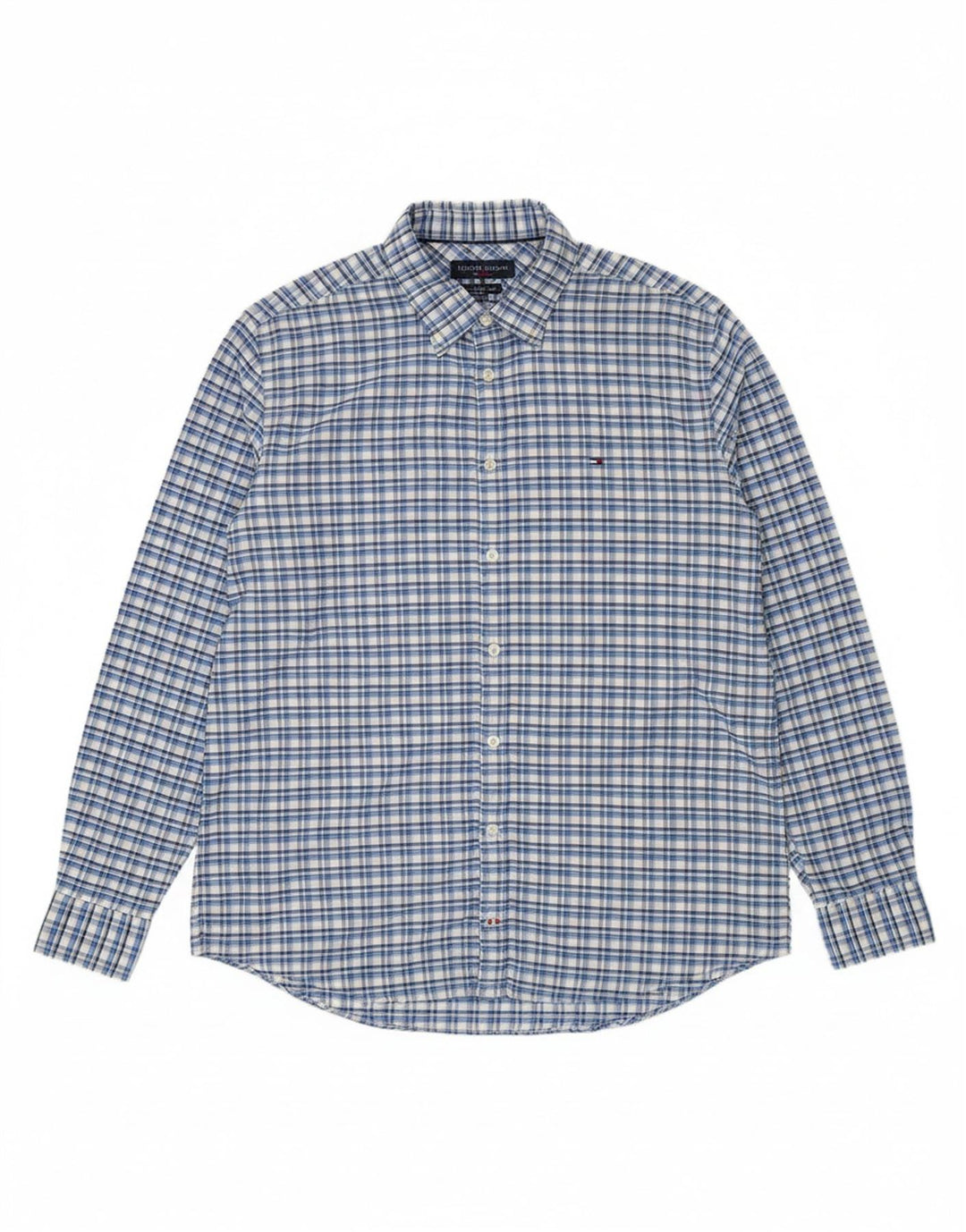TOMMY HILFIGER Mens Shirt XL Blue Check Cotton
