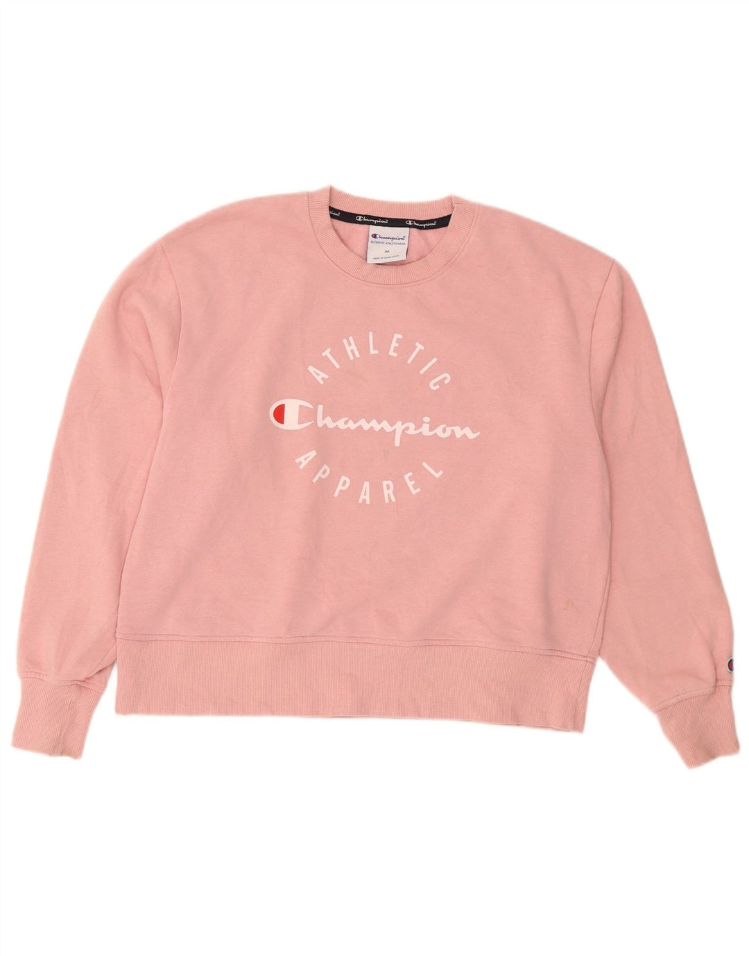 Champion Dame Grafisk Sweatshirt Jumper UK 14 Medium Pink Bomuld