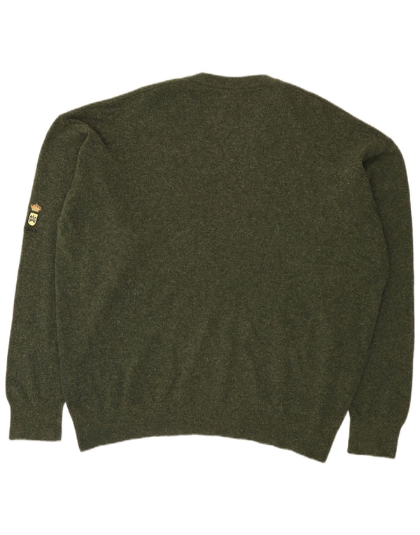 Lacoste Herre V-hals sweater Str. 8 3XL Grøn lammeuld