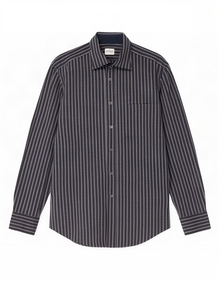Armani Collezioni Herreskjorte Medium Sort Stribet Bomuld