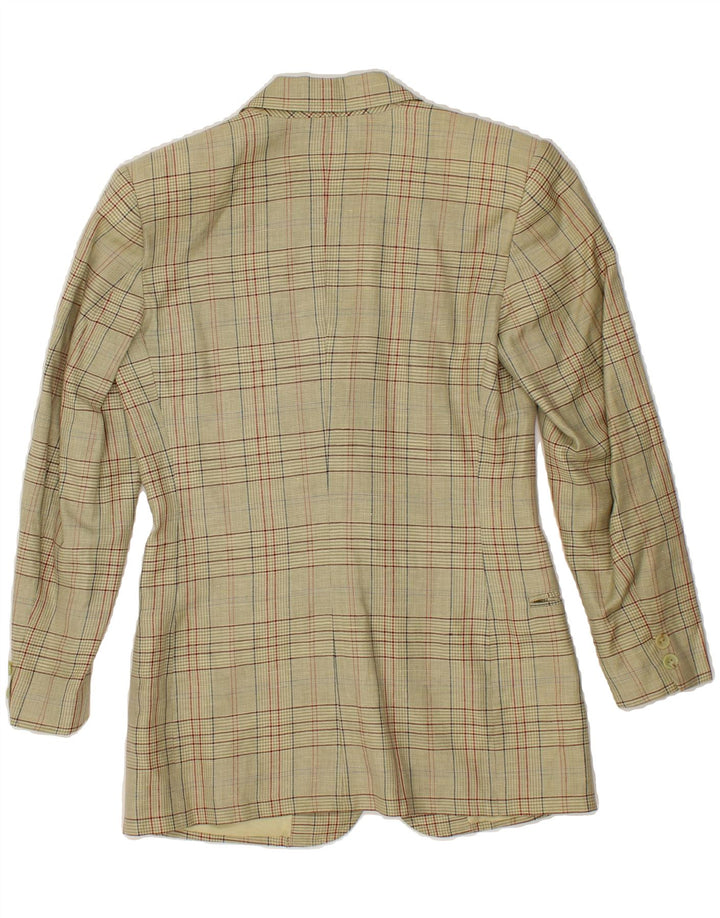 BELFE Womens 2 Button Blazer Jacket IT 42 Medium Beige Check Vintage Belfe and Second-Hand Belfe from Messina Hembry 