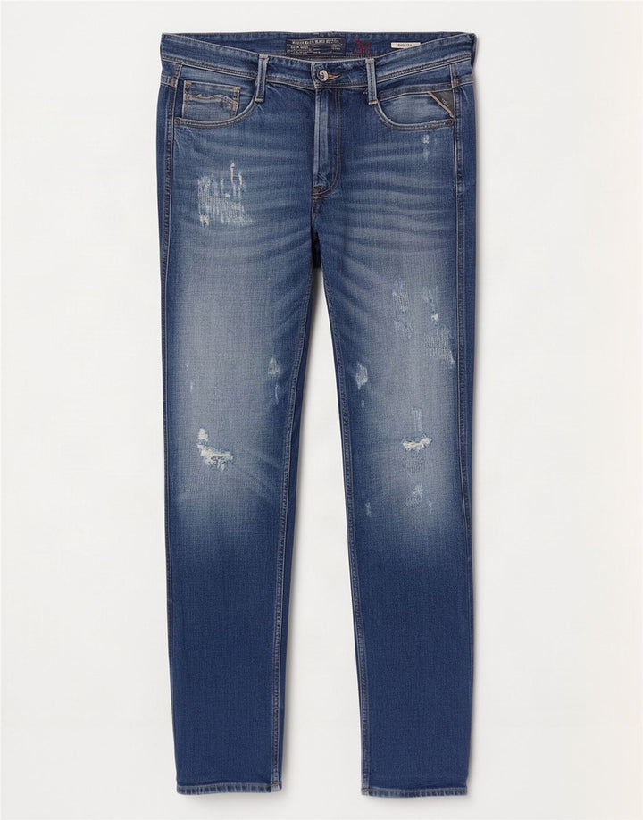 Replay Herre Anbass Distressed Slim Jeans W34 L33 Blå