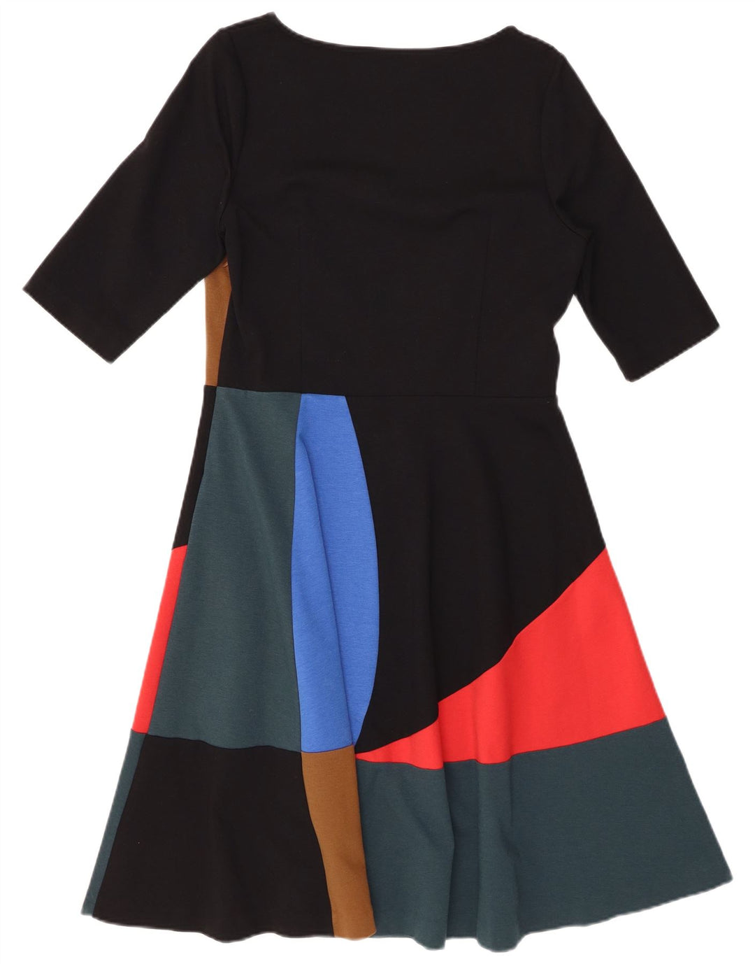 BODEN Dame A-Line Kjole UK 14 Stor Flerfarvet Colourblock Bomuld