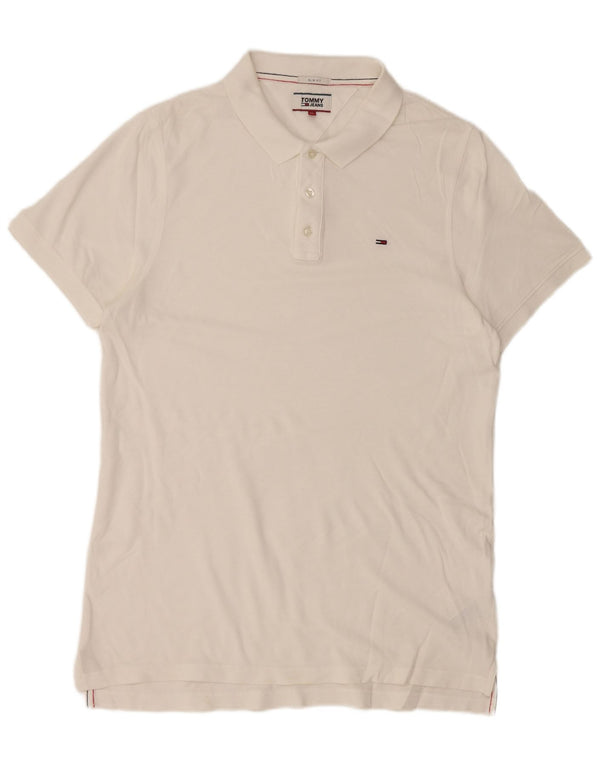 TOMMY HILFIGER Herre Slim Fit Polo Shirt XL Hvid Bomuld