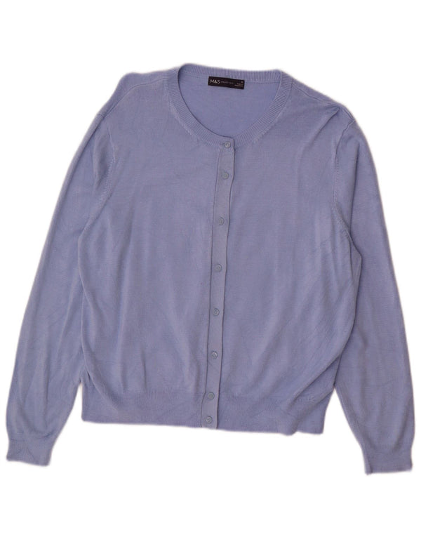 MARKS & SPENCER Dame cardigan sweater UK 18 XL Blå viskose