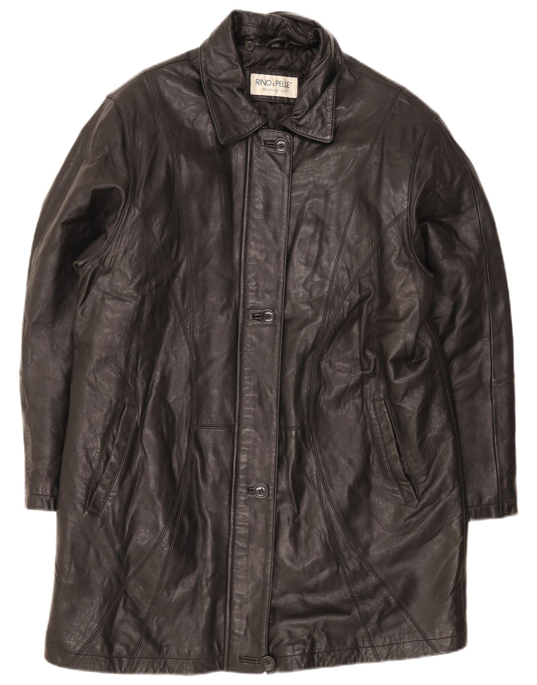Rino & Pelle Dame Oversized Læderfrakke IT 44 Medium Sort