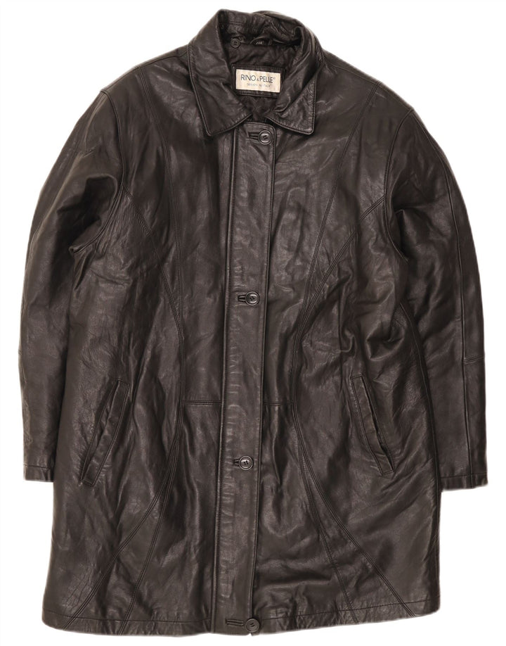 Rino & Pelle Dame Oversized Læderfrakke IT 44 Medium Sort