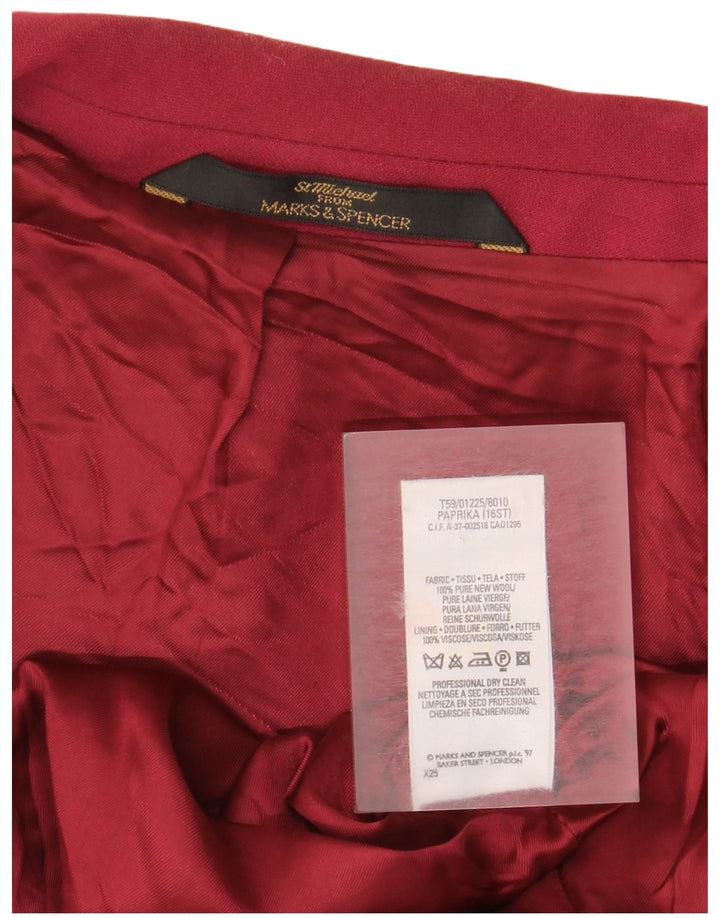 Marks & Spencer Dame Standard Fit Blazer Jacket UK 16 Large Burgundy