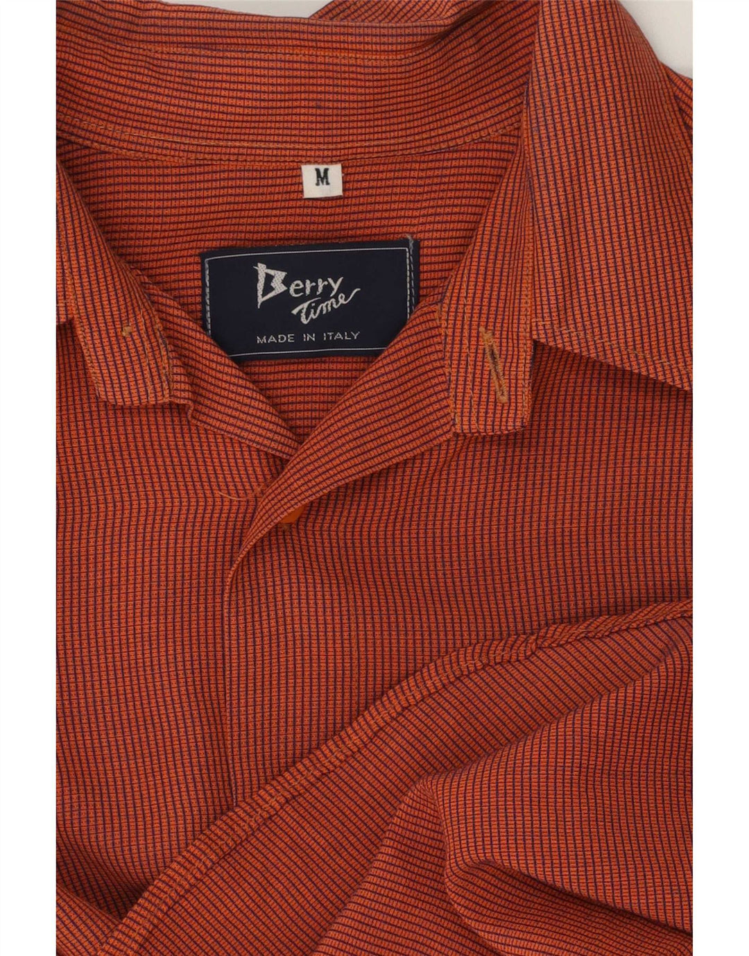 Vintage Kortærmet Herreskjorte Medium Orange Gingham